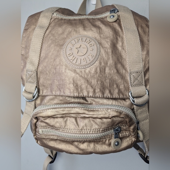Kipling Joetsu Gold color medium size bag Backpack in great used condition! - Picture 6 of 16